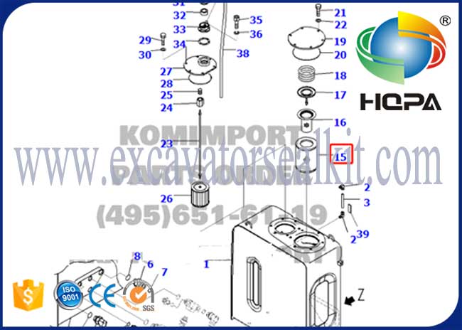 207-60-71182 হাইড্রোলিক ট্যাঙ্ক কোমাটসু PC228US-3E0 লাগানো জলবাহী তেল ফিল্টার