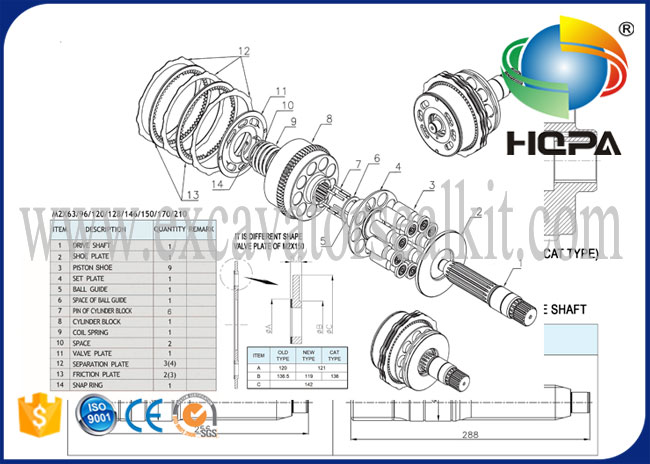 HD900-5 HD900-7 E330 E330B এর জন্য মোটর মেরামত কিট HZZC-M2X170CHB সুইং করুন