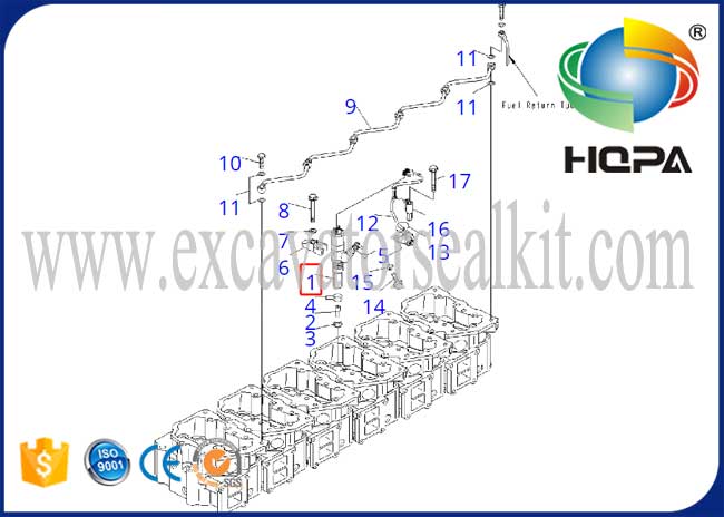 PC400-7 PC450-7 ইঞ্জিন 6D125E এর জন্য জ্বালানী ইনজেকশন 095000-1211 6156-11-3300
